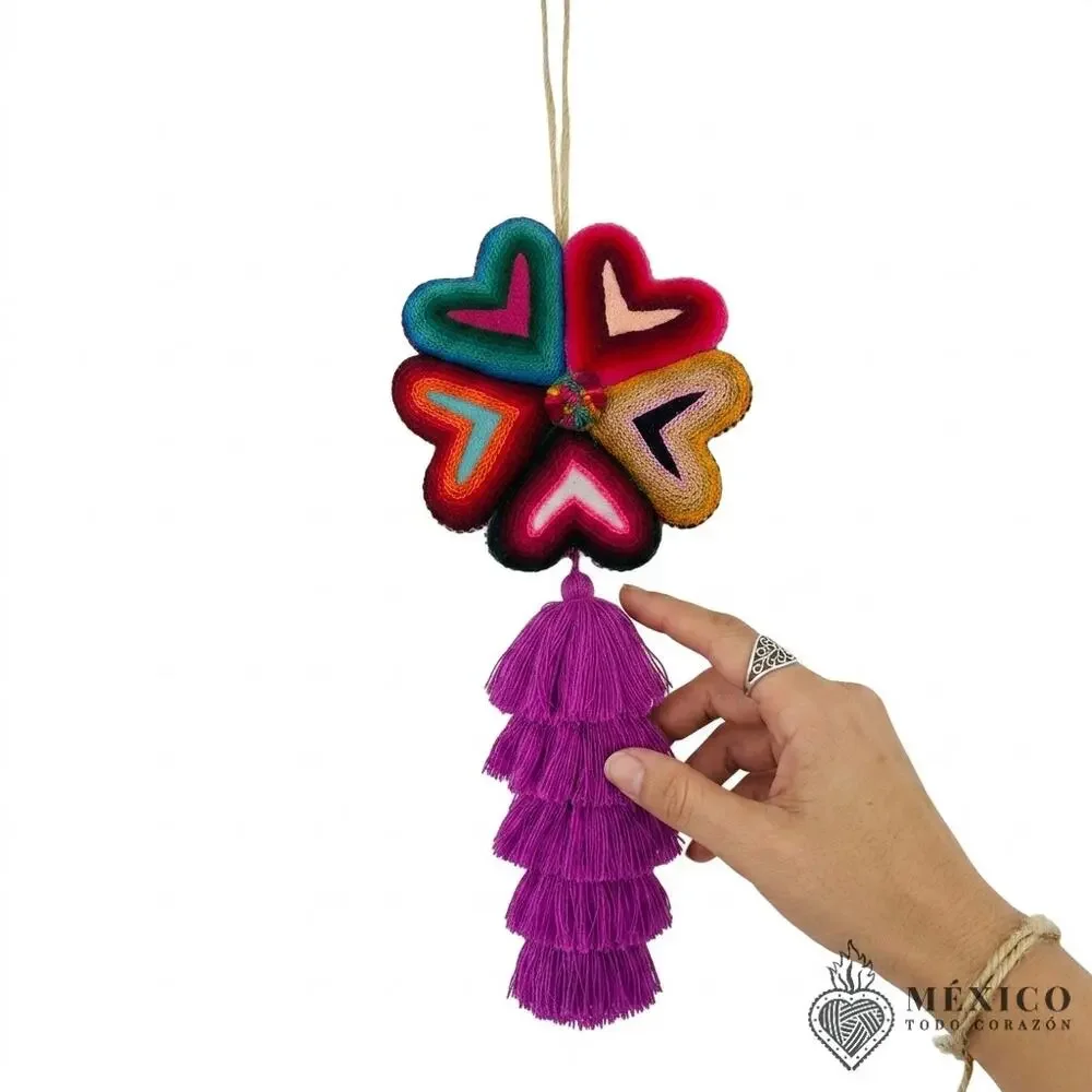Hand crafted hearts with tassels 18 inches long x 8 inches wide